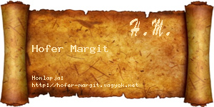 Hofer Margit névjegykártya
